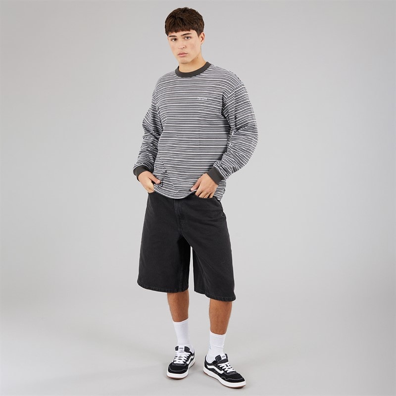 Vans Mens Wesley Stripe Long Sleeve Knitted Top Faded Black/Drizzle - Image 4