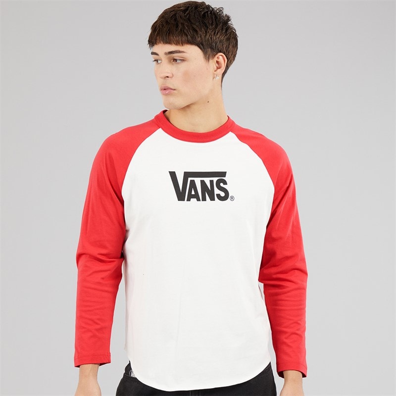 Vans Mens Core Logo Raglan Long Sleeve T-Shirt Crimson Haze - Image 1