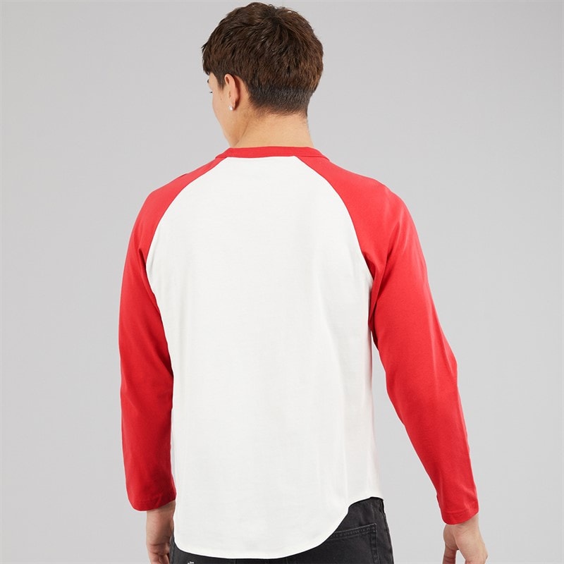Vans Mens Core Logo Raglan Long Sleeve T-Shirt Crimson Haze - Image 2