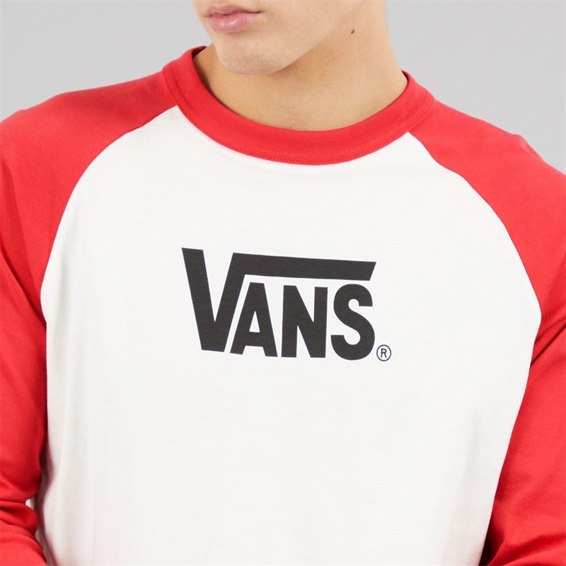Vans Mens Core Logo Raglan Long Sleeve T-Shirt Crimson Haze - Image 3