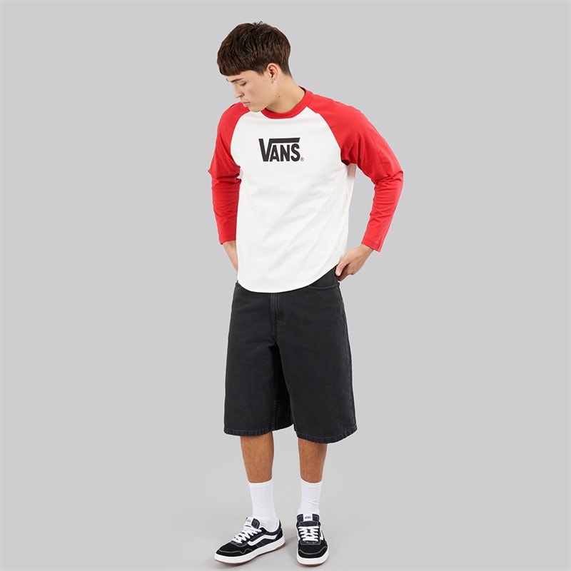 Vans Mens Core Logo Raglan Long Sleeve T-Shirt Crimson Haze - Image 4
