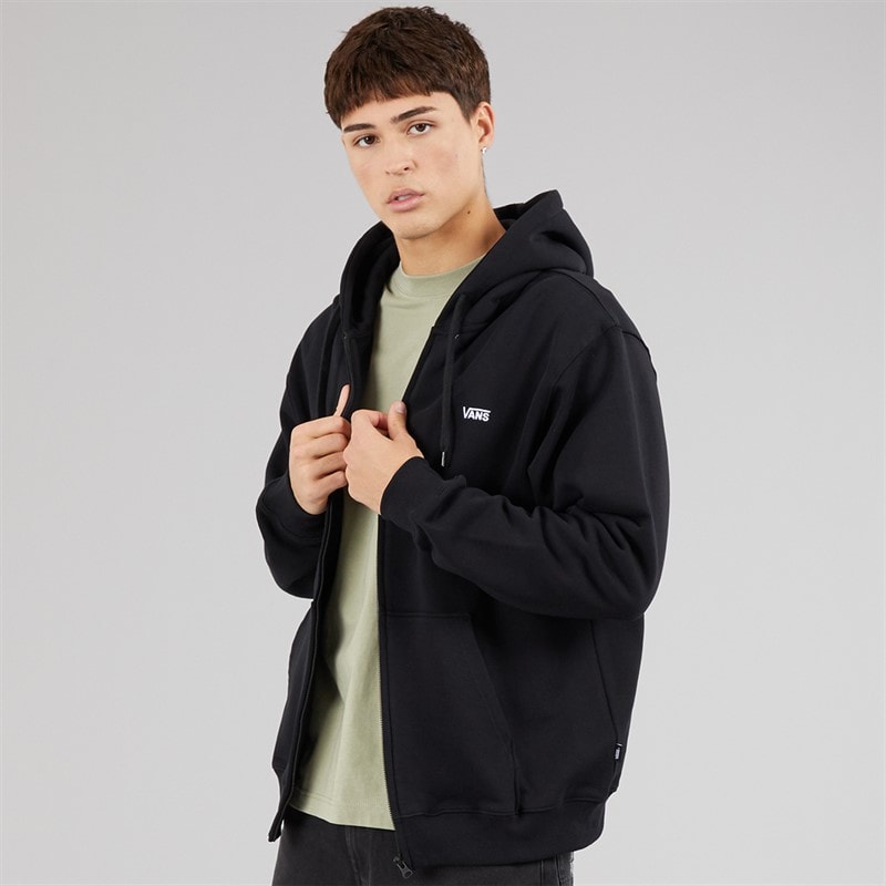 Vans Mens Left Chest Logo Loose Full Zip Hoodie Black - Image 3