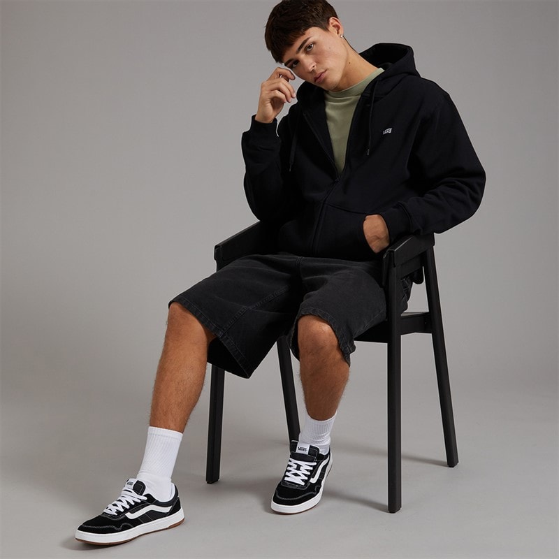 Vans Mens Left Chest Logo Loose Full Zip Hoodie Black - Image 4