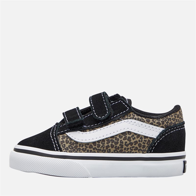 Vans Infant Girls Old Skool Velcro Trainers Black/Leopard - Image 1