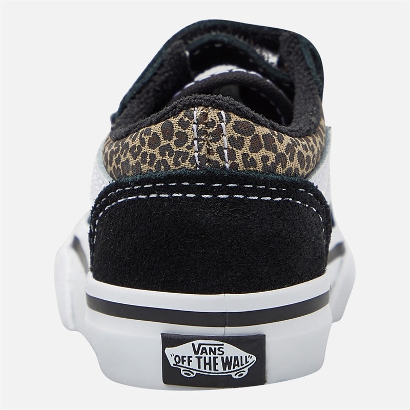 Vans Infant Girls Old Skool Velcro Trainers Black/Leopard - Image 3