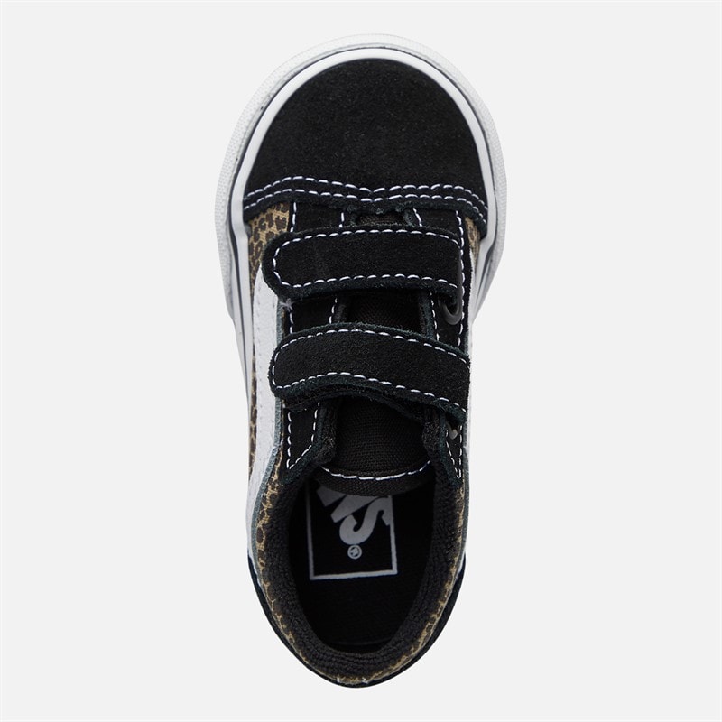 Vans Infant Girls Old Skool Velcro Trainers Black/Leopard - Image 4