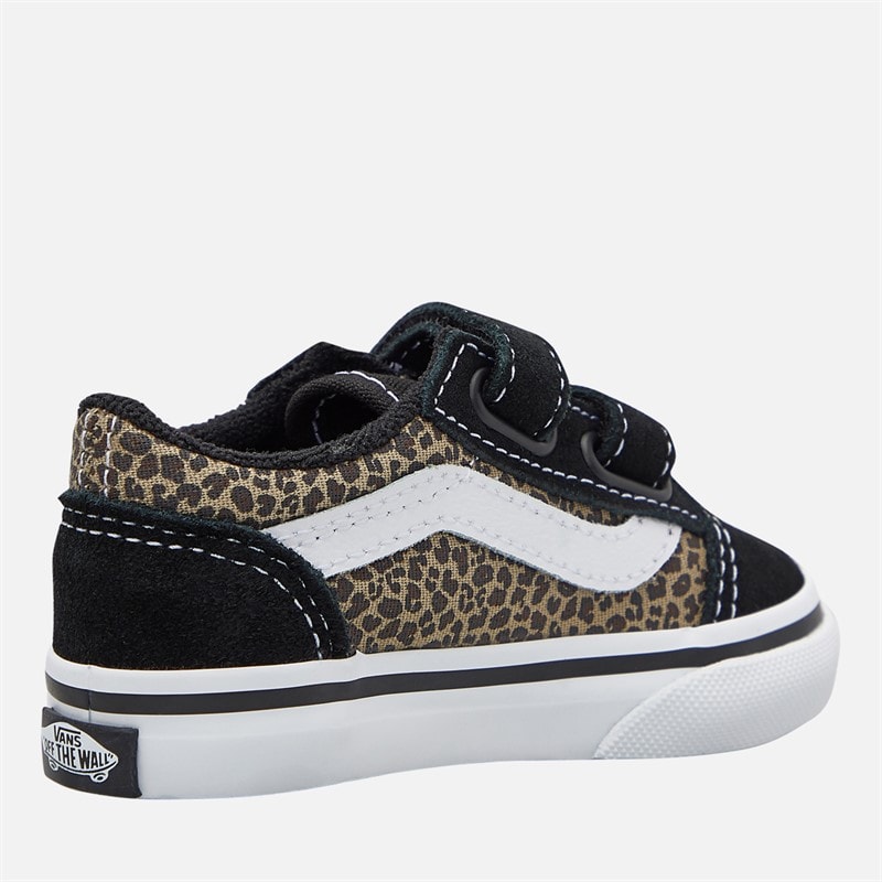 Vans Infant Girls Old Skool Velcro Trainers Black/Leopard - Image 5
