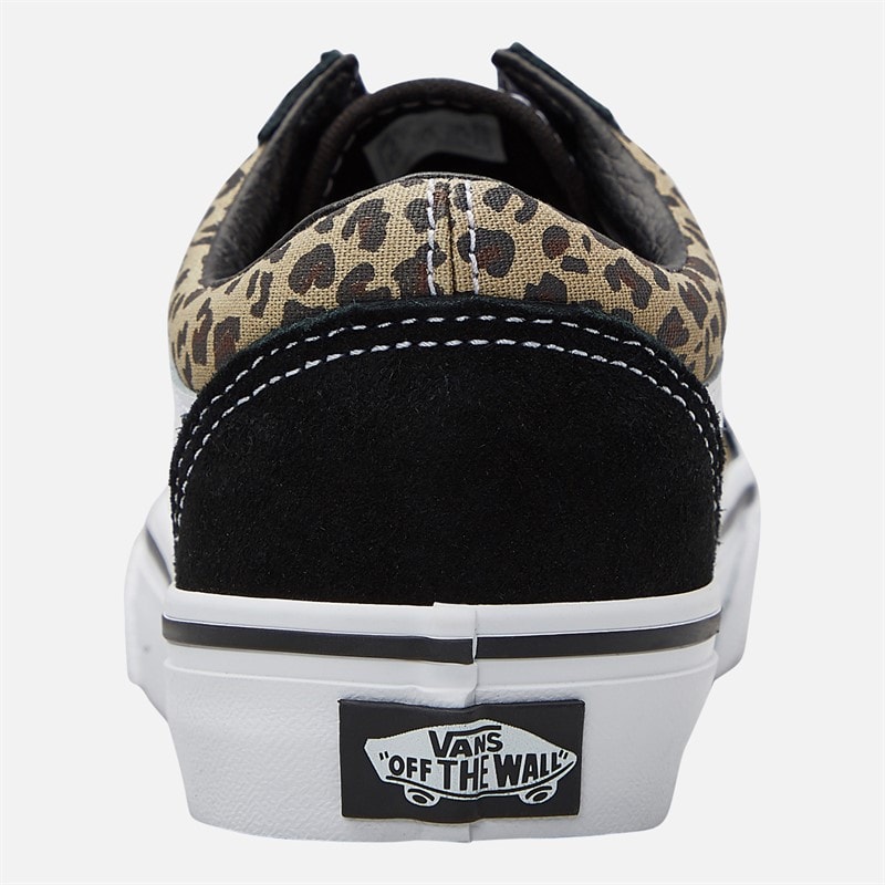 Vans Junior Girls Old Skool Trainers Black/Leopard - Image 3