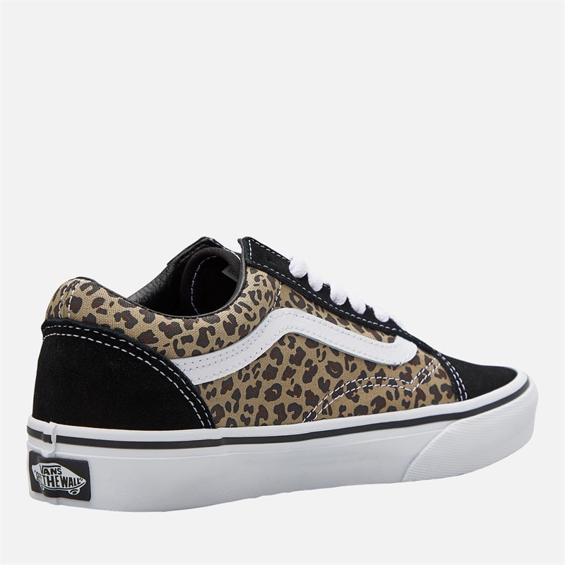 Vans Junior Girls Old Skool Trainers Black/Leopard - Image 5