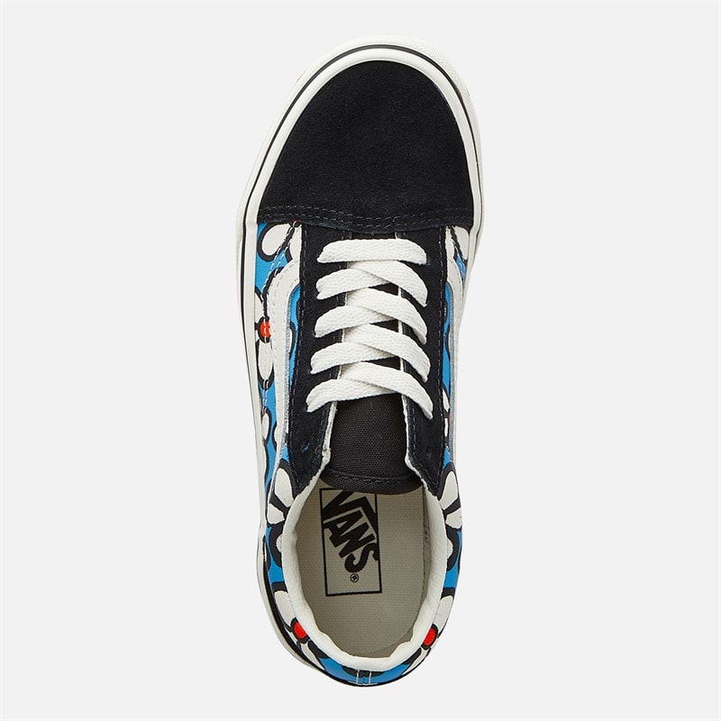 Vans Girls Old Skool Flower Trainers Bright Azure - Image 4