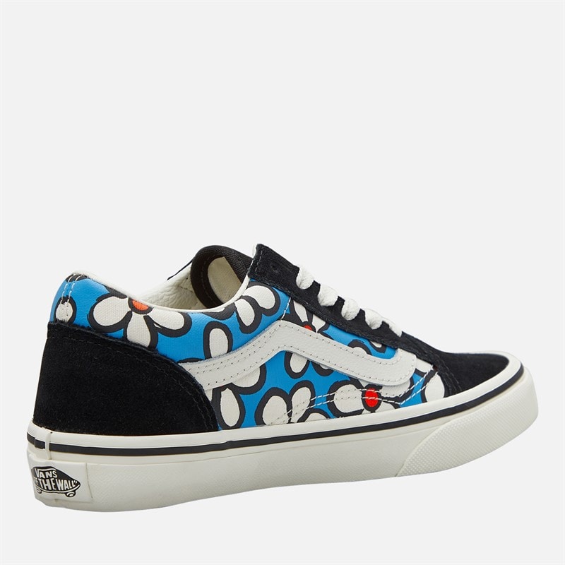 Vans Girls Old Skool Flower Trainers Bright Azure - Image 5