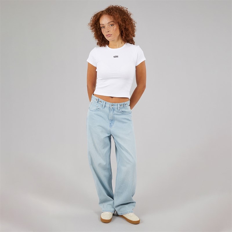 Vans Womens Cinched Check Baggy Jeans Light Stonewash - Image 4