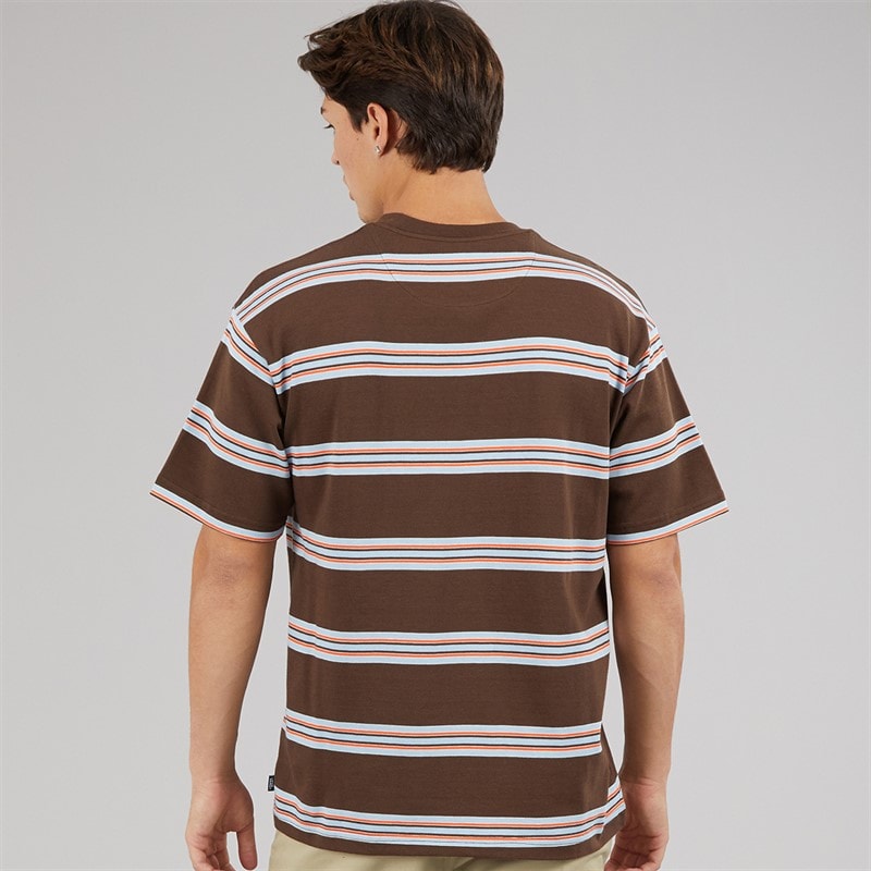 Vans Mens Mesa Stripe T-Shirt Vintage Cocoa/Cloudblue - Image 2