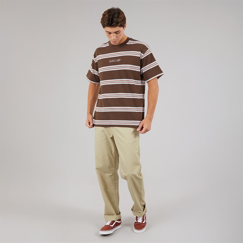Vans Mens Mesa Stripe T-Shirt Vintage Cocoa/Cloudblue - Image 3