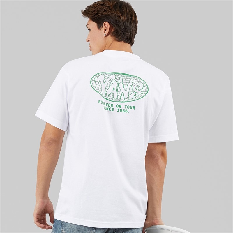 Vans Mens World Tour Back Graphic Loose Fit T-Shirt White - Image 1
