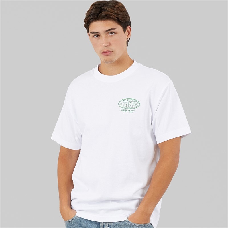 Vans Mens World Tour Back Graphic Loose Fit T-Shirt White - Image 2