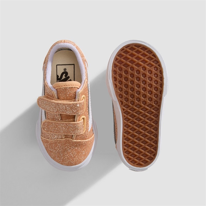 Vans Infant Girls Old Skool Velcro Trainers Apricot Glow - Image 2
