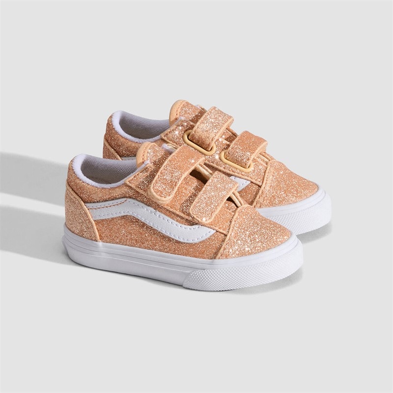 Vans Infant Girls Old Skool Velcro Trainers Apricot Glow - Image 4