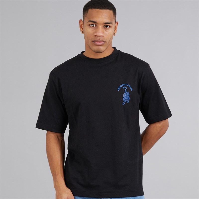 Criminal Damage Mens Tiger Label T-Shirt Black - Image 2