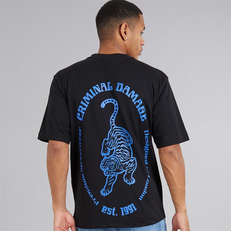 Criminal Damage Mens Tiger Label T-Shirt Black - Image 3