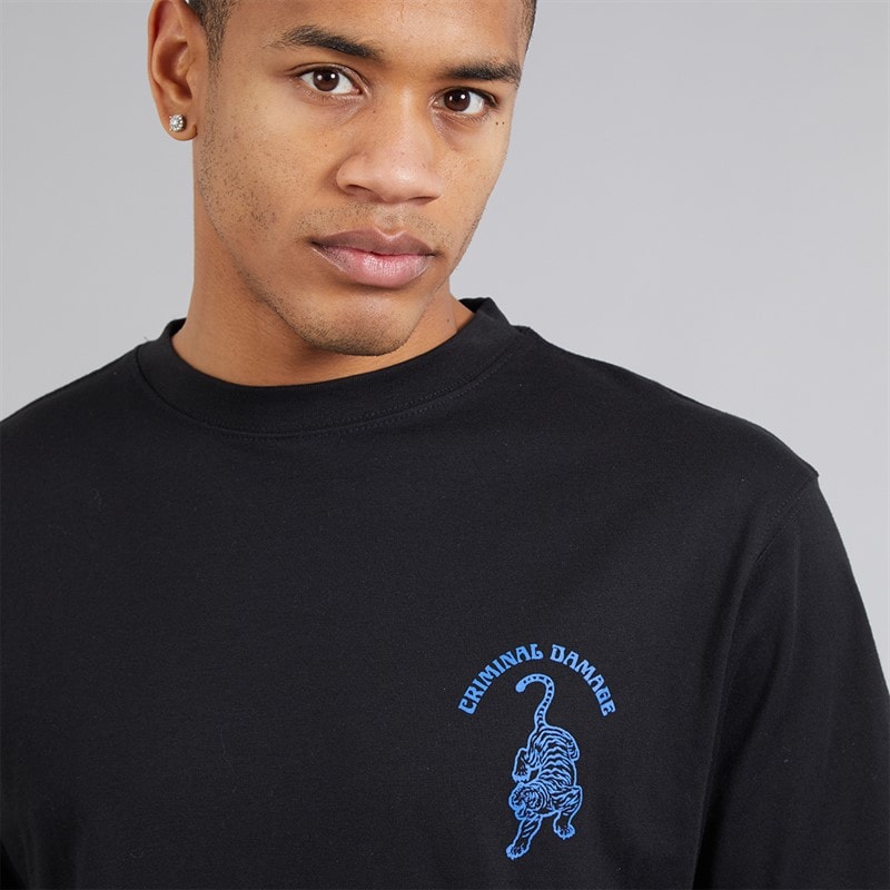 Criminal Damage Mens Tiger Label T-Shirt Black - Image 5