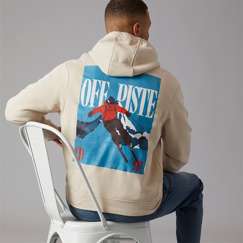Criminal Damage Mens Off Piste Hoodie Grey Stone - Image 1