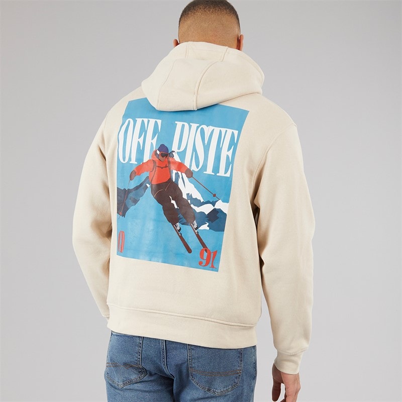 Criminal Damage Mens Off Piste Hoodie Grey Stone - Image 3