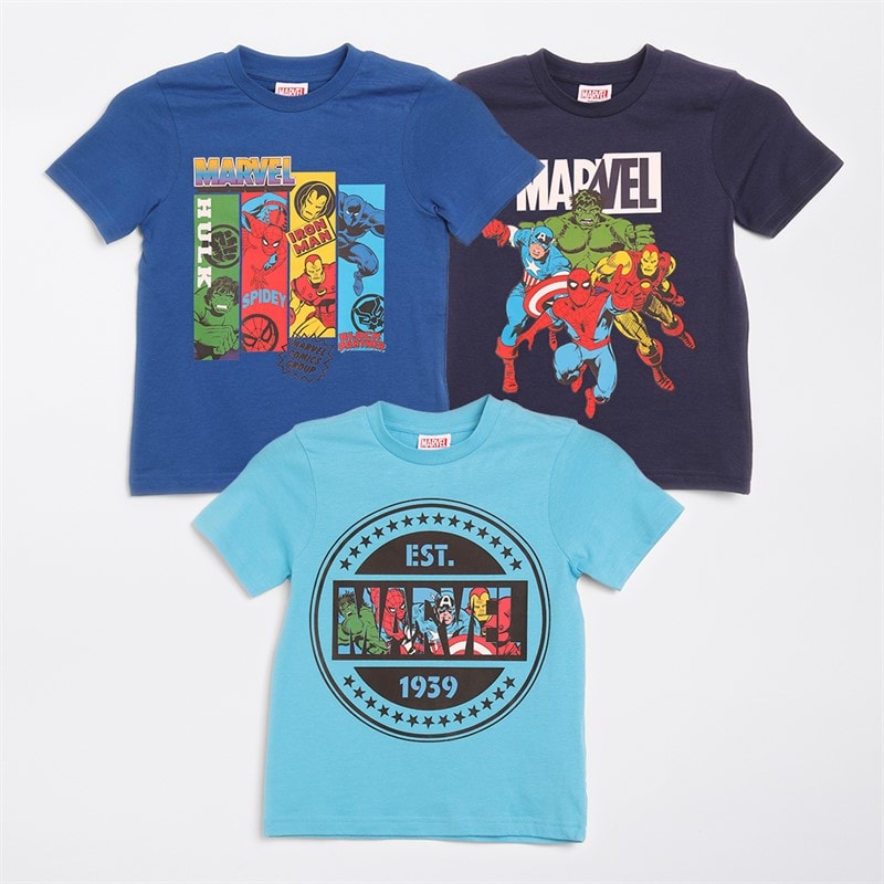 Marvel Boys Five Pack T-Shirts Multi - Image 3
