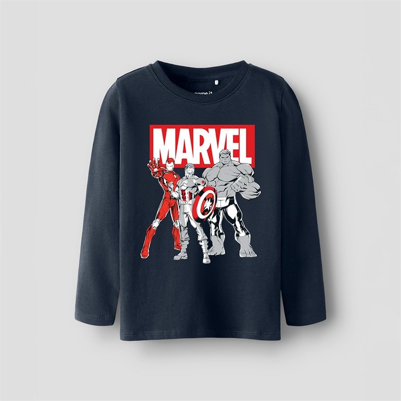 Marvel Boys Vodis Long Sleeve T-Shirt Navy Blazer - Image 1