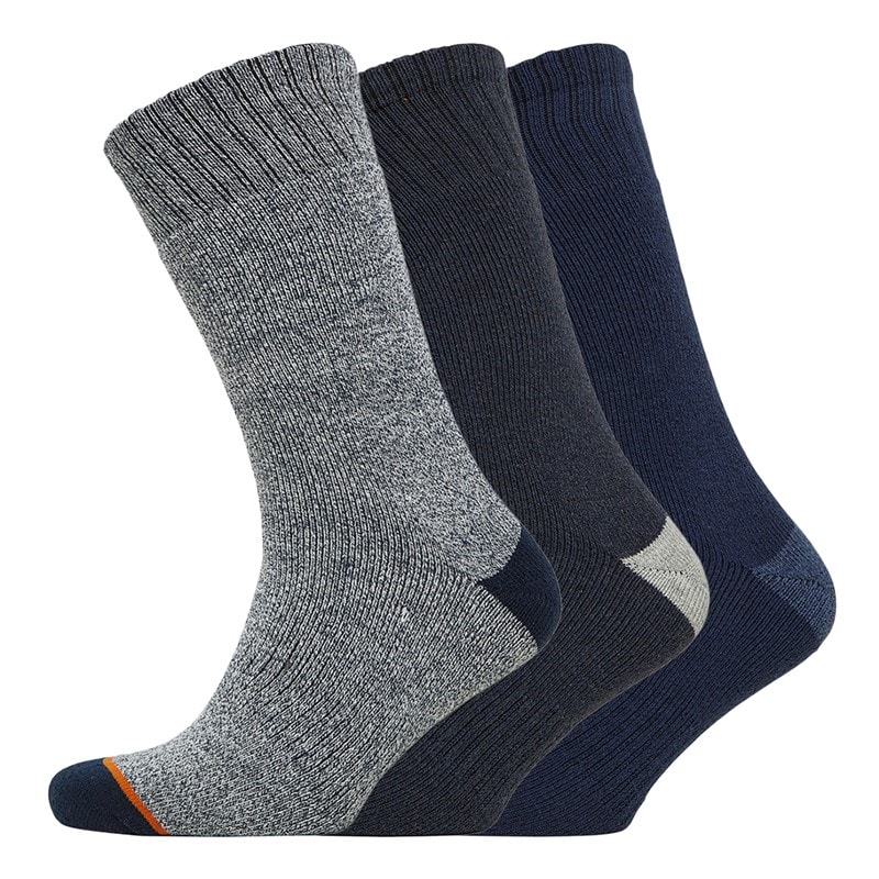 WEATHERPROOF Mens Three Pack Thermal Crew Socks Navy/Blue/Grey Navy - Image 1