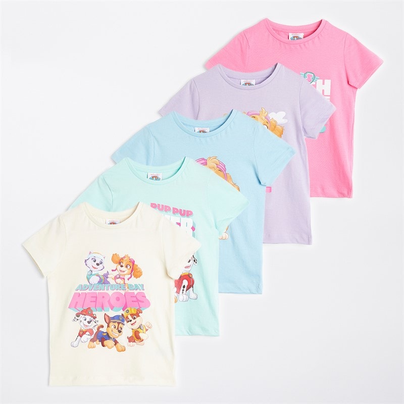 PAW Patrol Girls Five Pack T-Shirts Multi