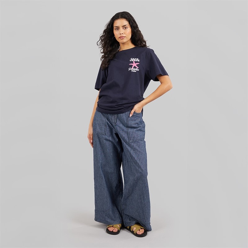 Weekend Vibes Womens Stared T-Shirt Sky Captain Navy - Image 4