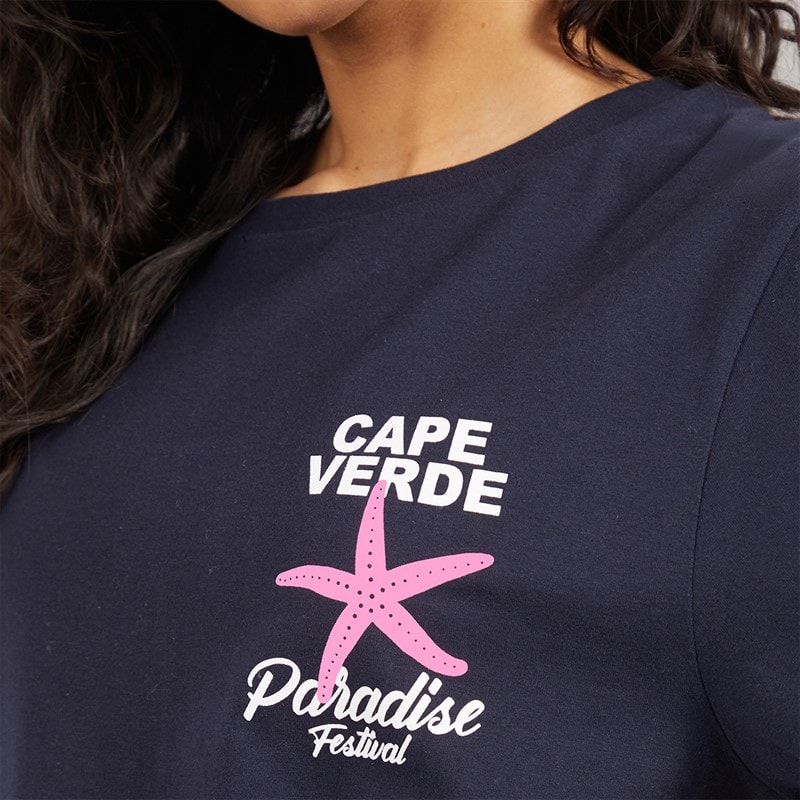 Weekend Vibes Womens Stared T-Shirt Sky Captain Navy - Image 5