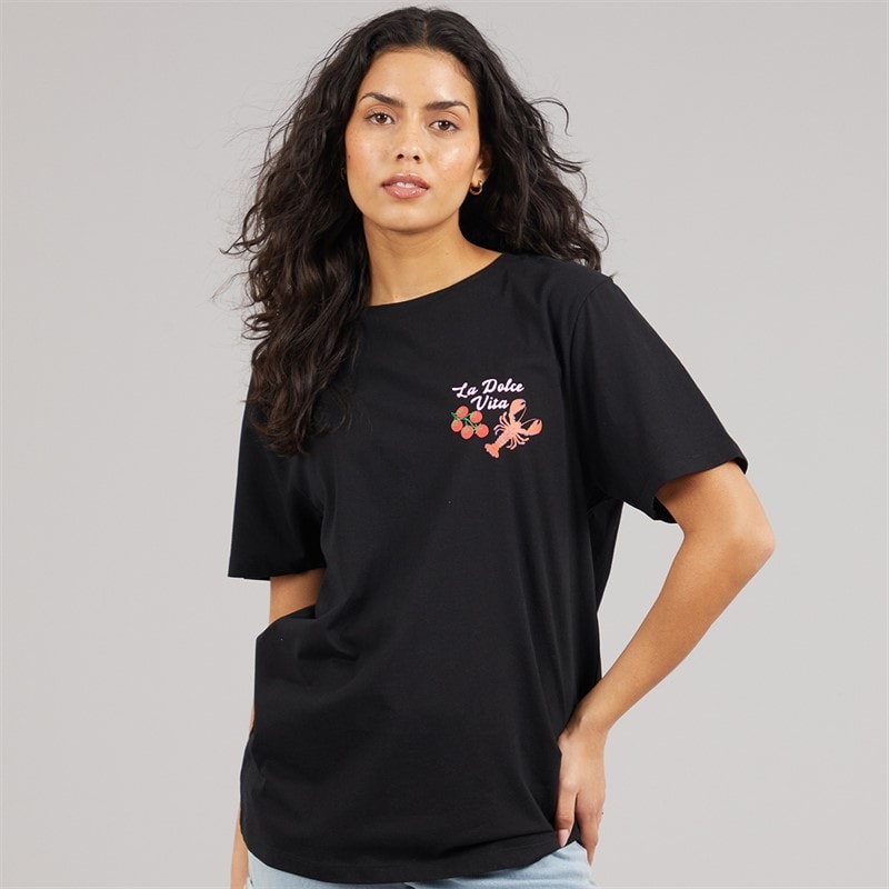 Weekend Vibes Womens Waffles T-Shirt Jet Black - Image 2