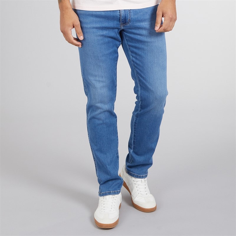 Wrangler Mens River Regular Tapered Jeans Light Visual