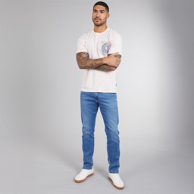 Wrangler Mens River Regular Tapered Jeans Light Visual - Image 4