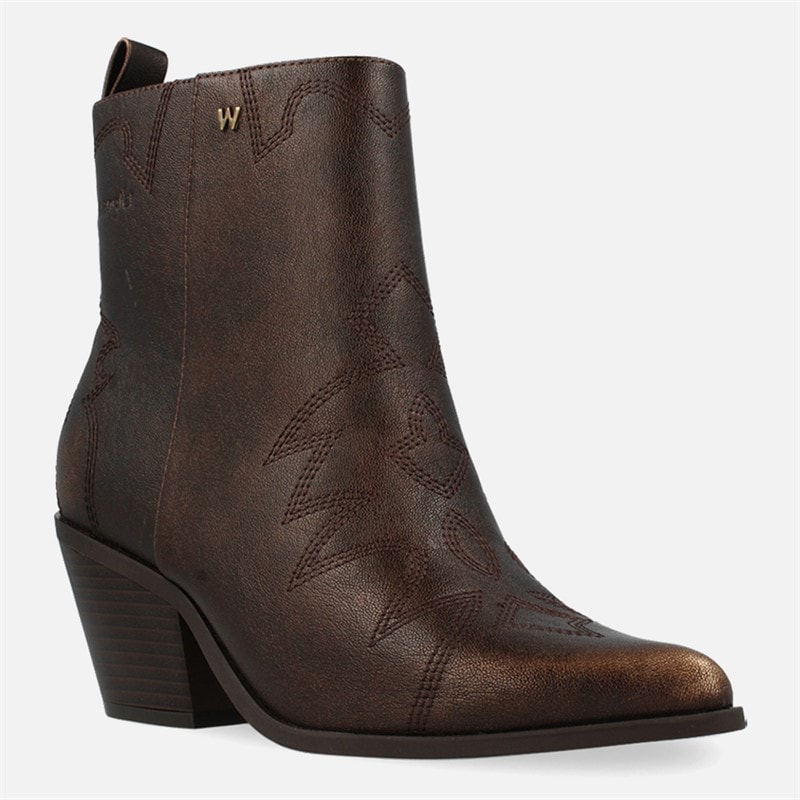 Wrangler Womens Mae Block Heel Boots Chestnut - Image 2
