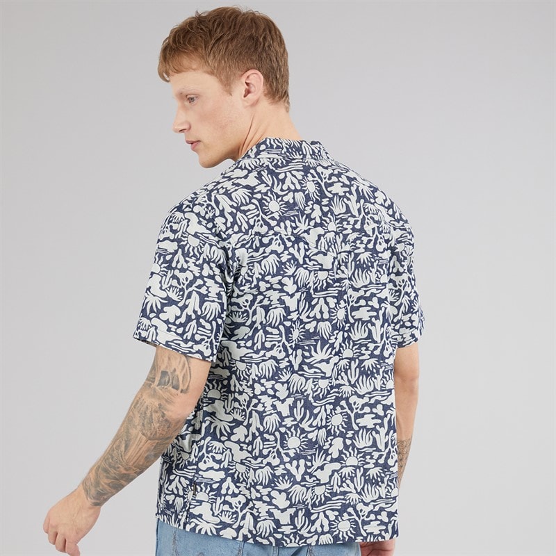 Wrangler Mens Short Sleeve Resort Shirt Denim Print - Image 2
