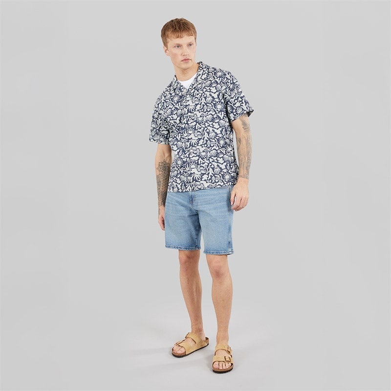 Wrangler Mens Short Sleeve Resort Shirt Denim Print - Image 4