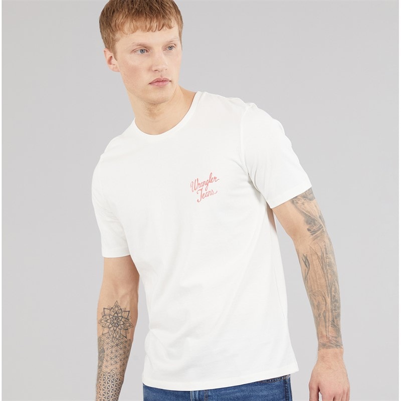 Wrangler Mens Logo T-Shirt Worn White