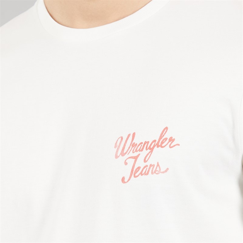 Wrangler Mens Logo T-Shirt Worn White - Image 3