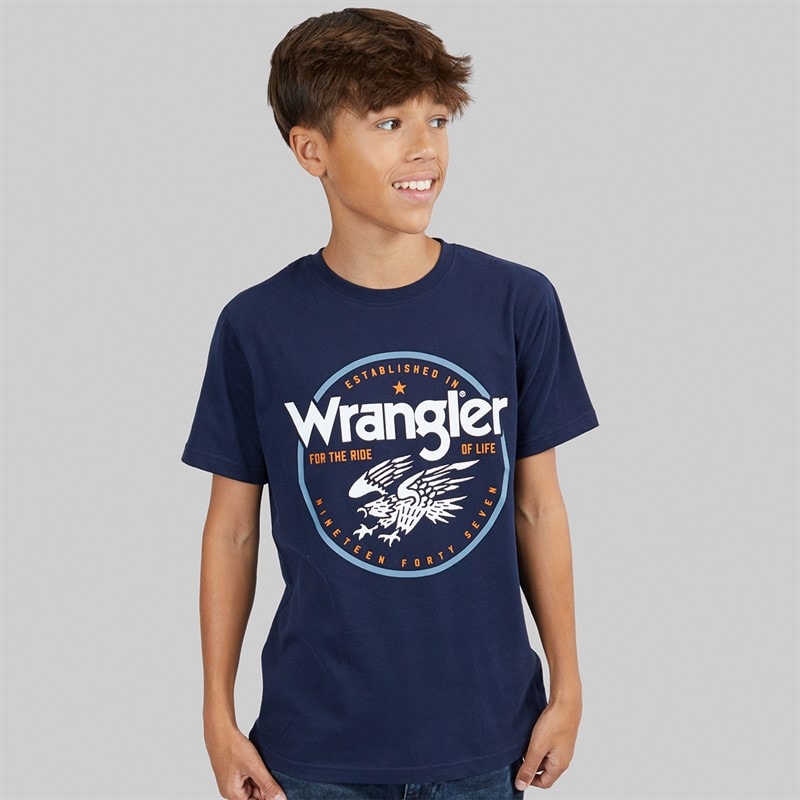 Wrangler Boys Eagle T-Shirt Navy Blazer - Image 3