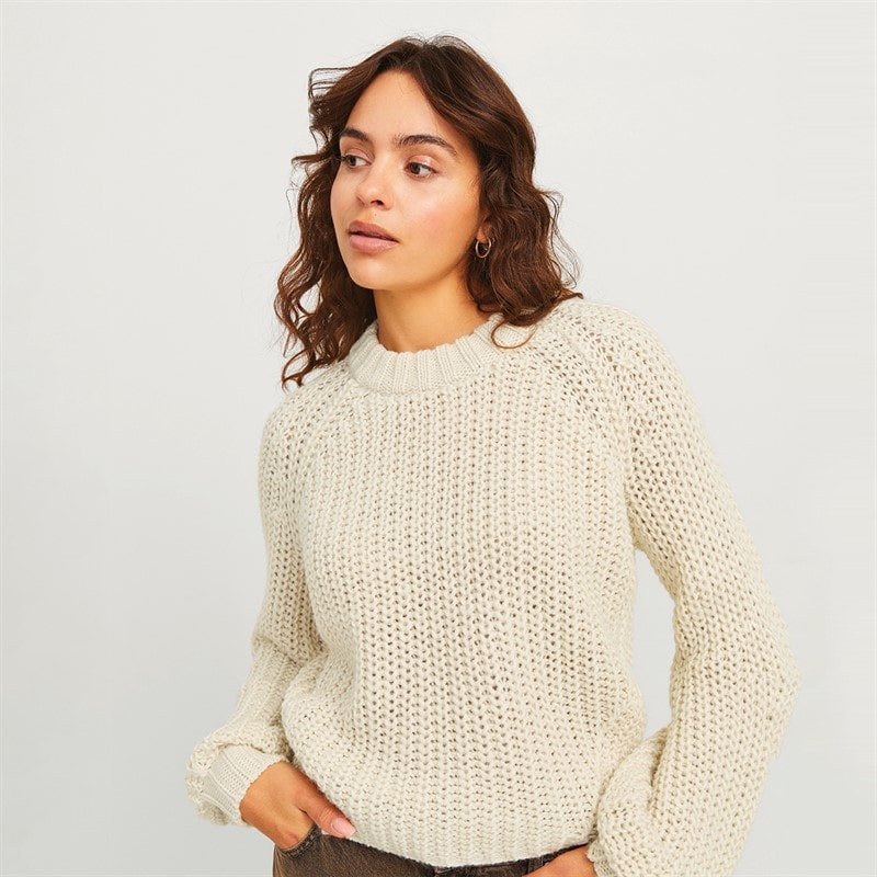JJXX Womens Kelly Chunky Jumper Bone White - Image 1