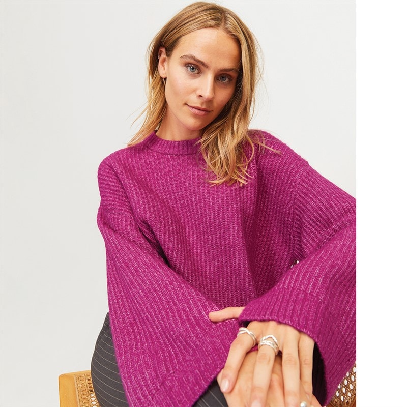 JJXX Womens Sigga Crew Neck Jumper Fuchsia Red - Image 3