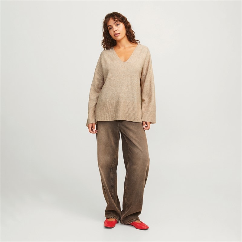 JJXX Womens Lucca V-Neck Jumper Peyote - Image 4