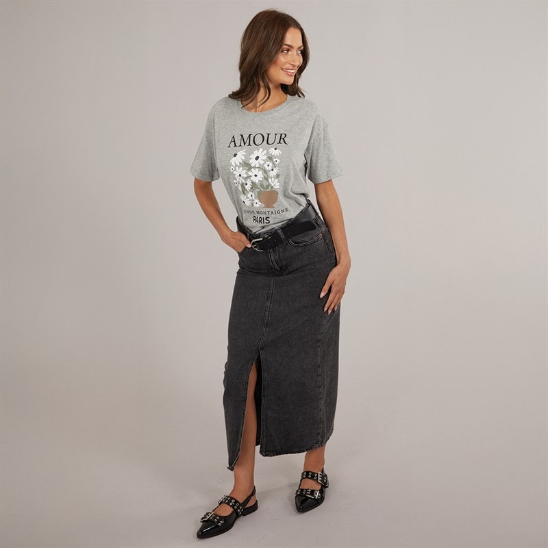 JJXX Womens Aura Long Denim Skirt Grey Denim - Image 4