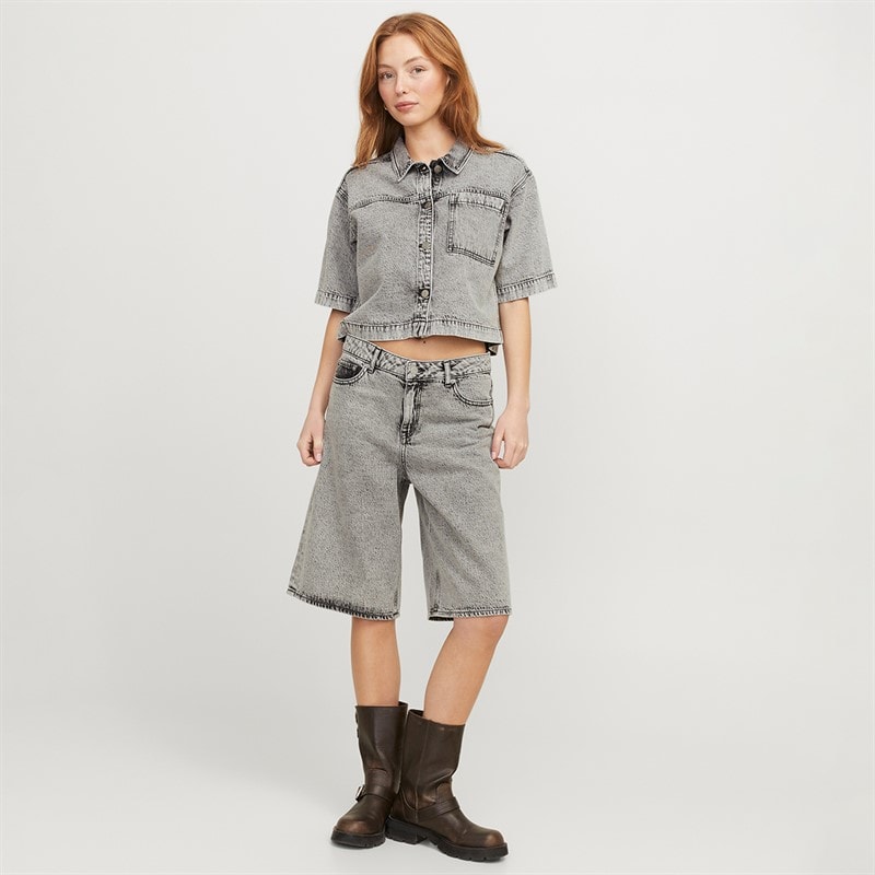 JJXX Womens Aura Long Denim Jorts Light Grey Denim - Image 4
