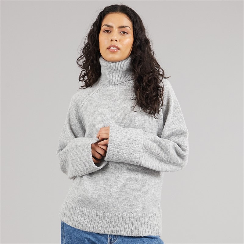 JJXX Womens Ellinora Roll Neck Knit Jumper Light Grey Melange - Image 3