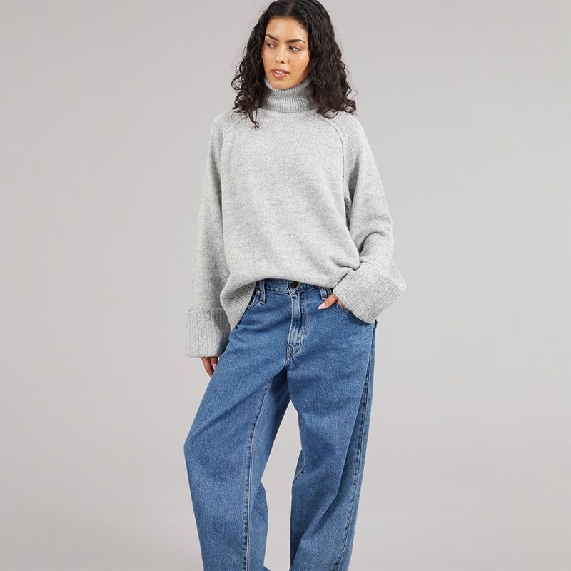 JJXX Womens Ellinora Roll Neck Knit Jumper Light Grey Melange - Image 4