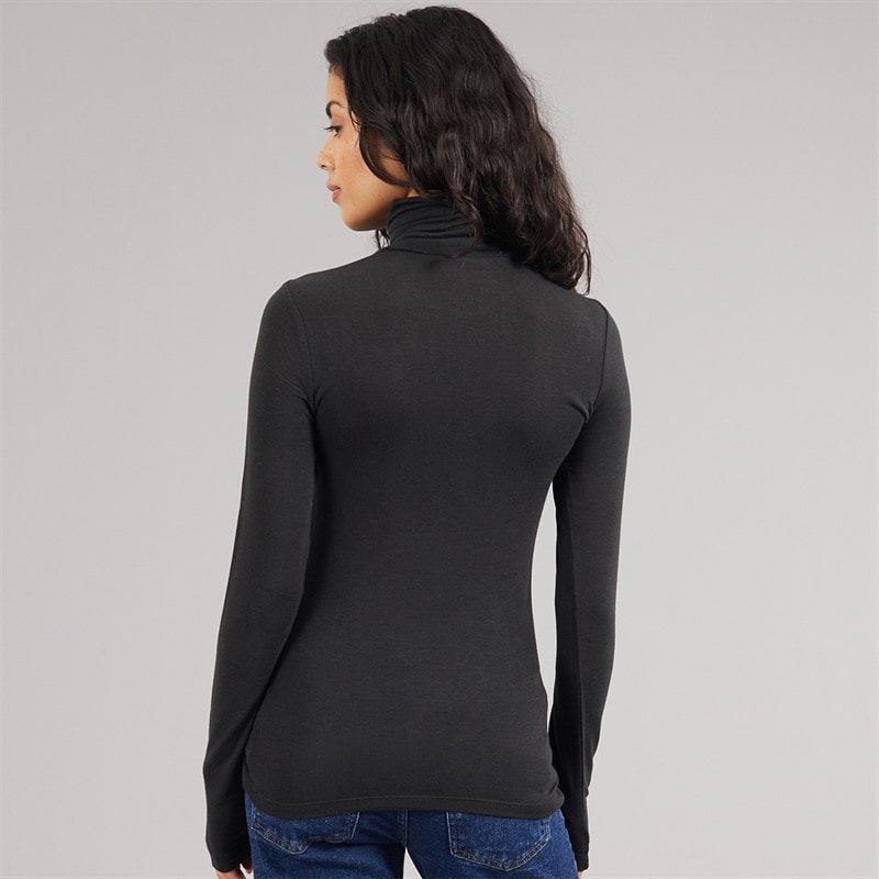 JJXX Womens Nova Long Sleeve High Neck T-Shirt Black - Image 2